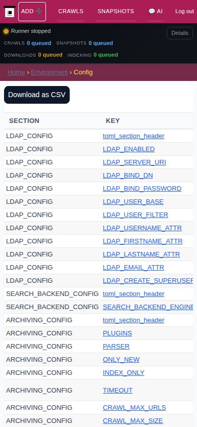 Configuration — mobile