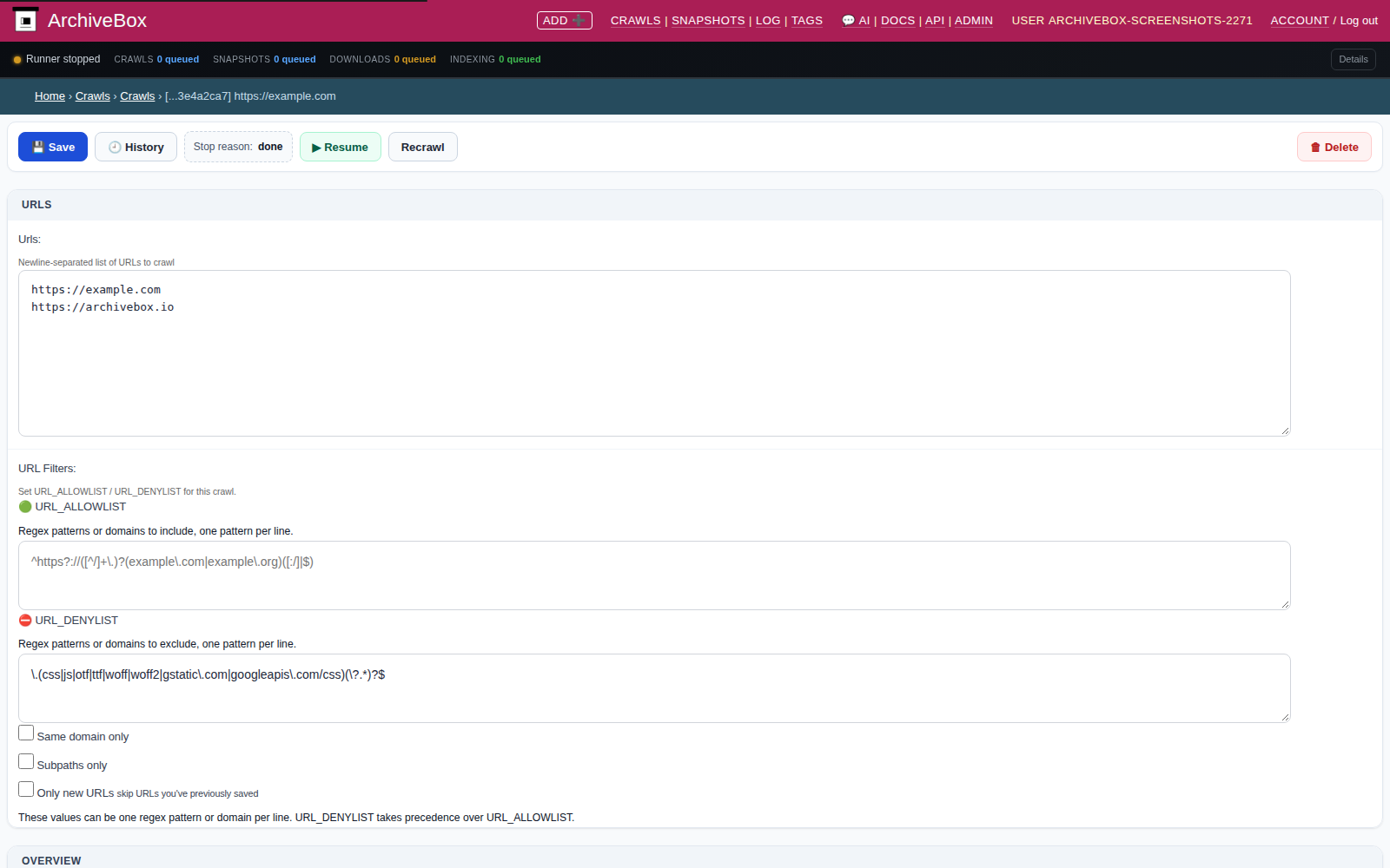 Crawl detail — desktop
