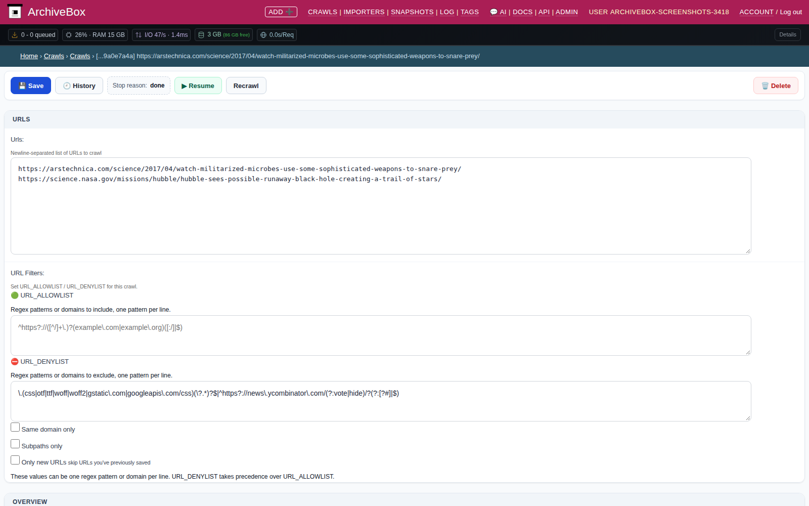 Crawl detail — desktop