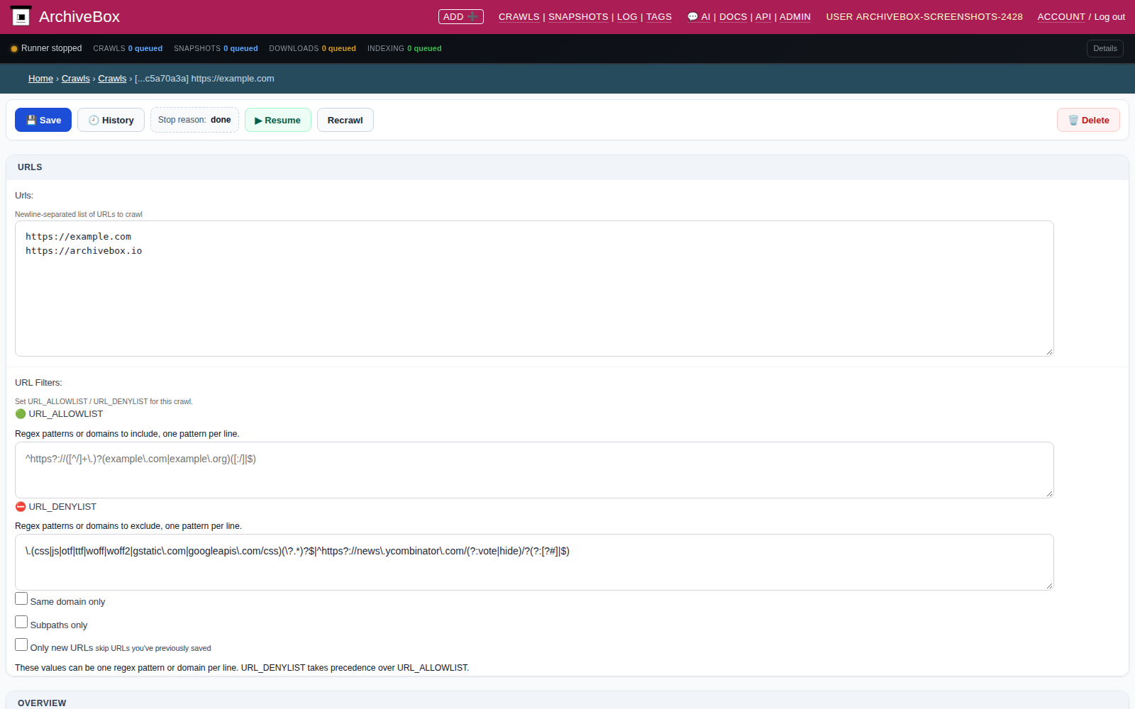 Crawl detail — desktop