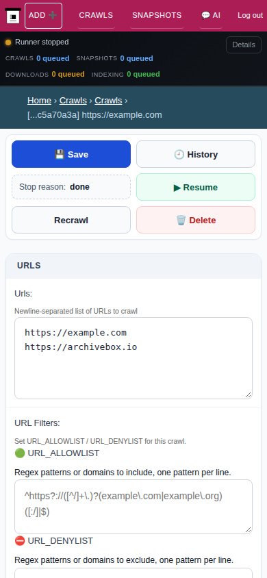 Crawl detail — mobile
