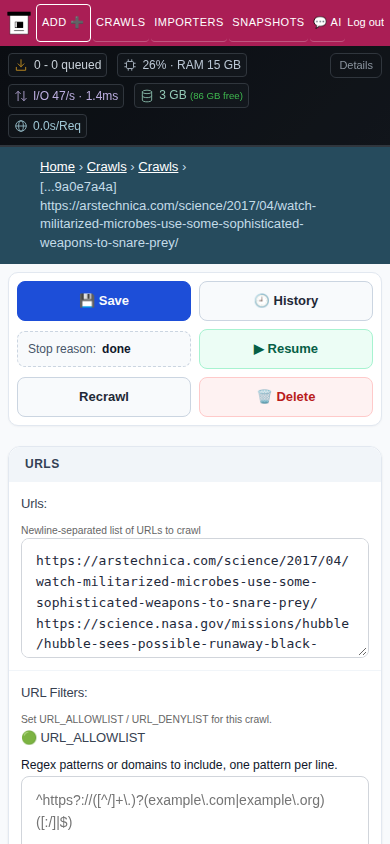 Crawl detail — mobile
