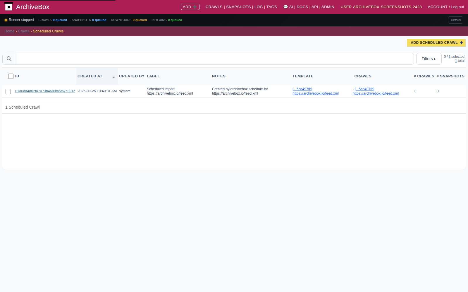 Crawl schedules — desktop