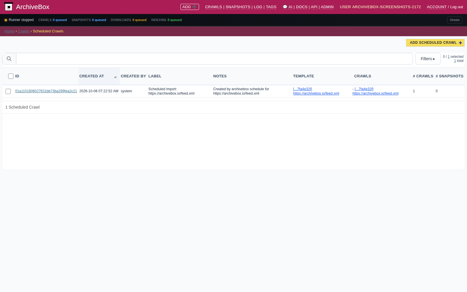 Crawl schedules — desktop