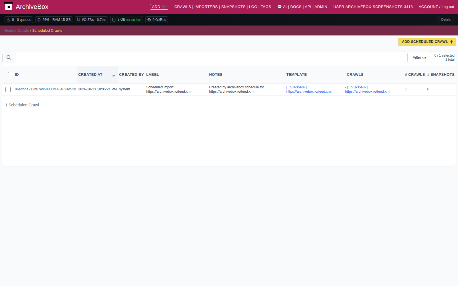 Crawl schedules — desktop