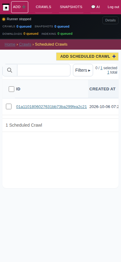 Crawl schedules — mobile