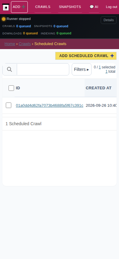 Crawl schedules — mobile