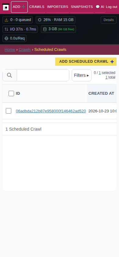 Crawl schedules — mobile
