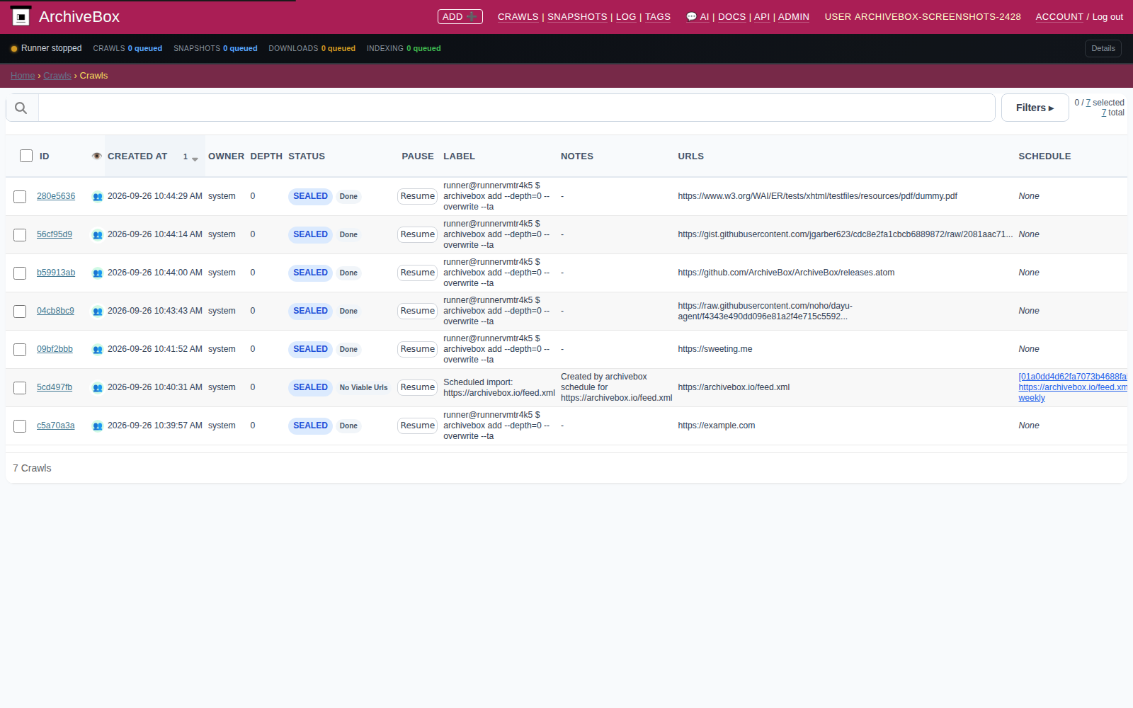 Crawls — desktop