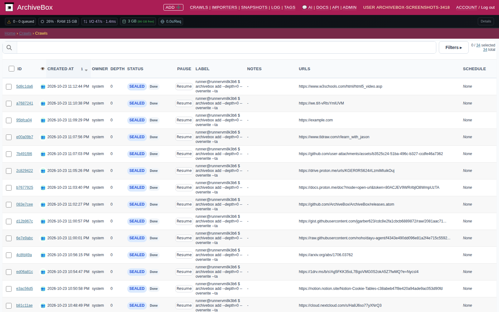 Crawls — desktop