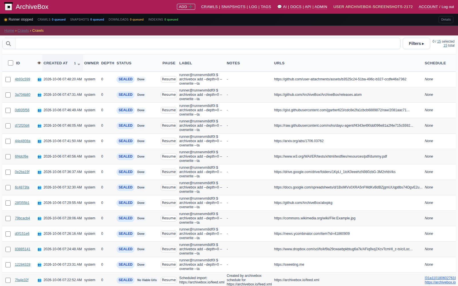 Crawls — desktop