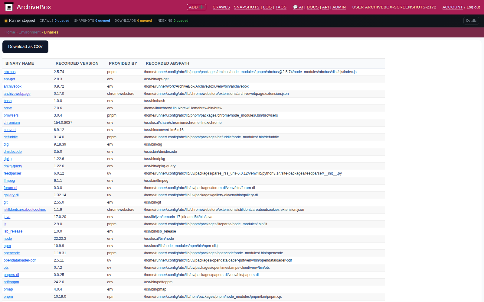 Dependencies — desktop