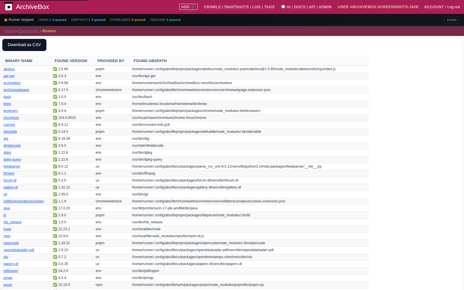 Dependencies — desktop