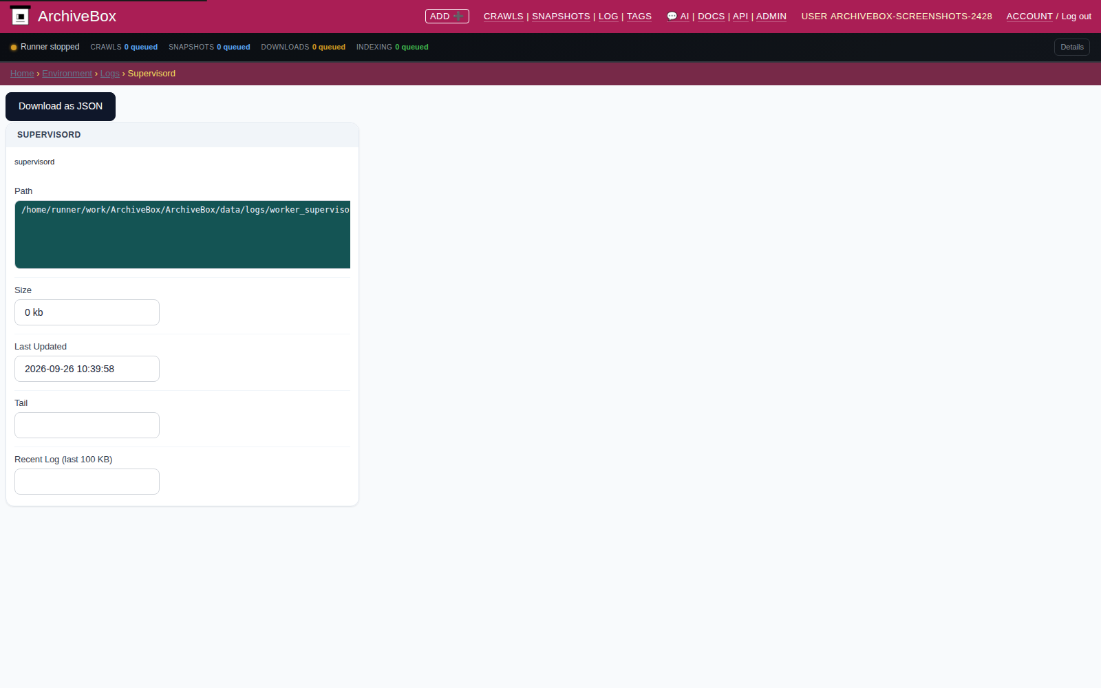 Log detail — desktop