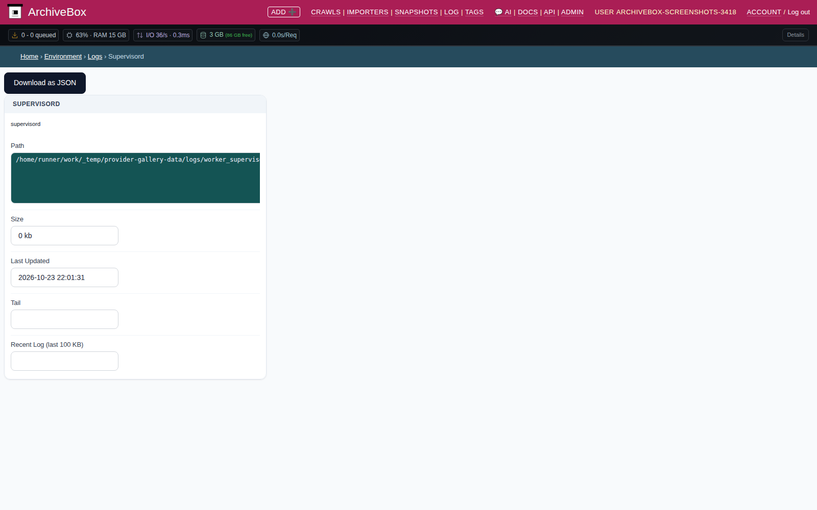 Log detail — desktop