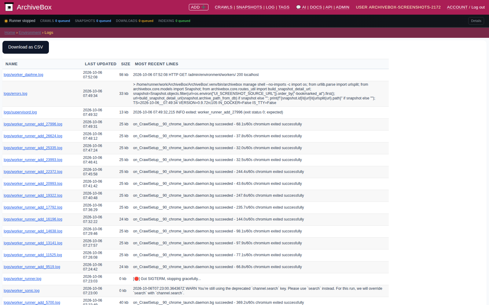 Logs — desktop