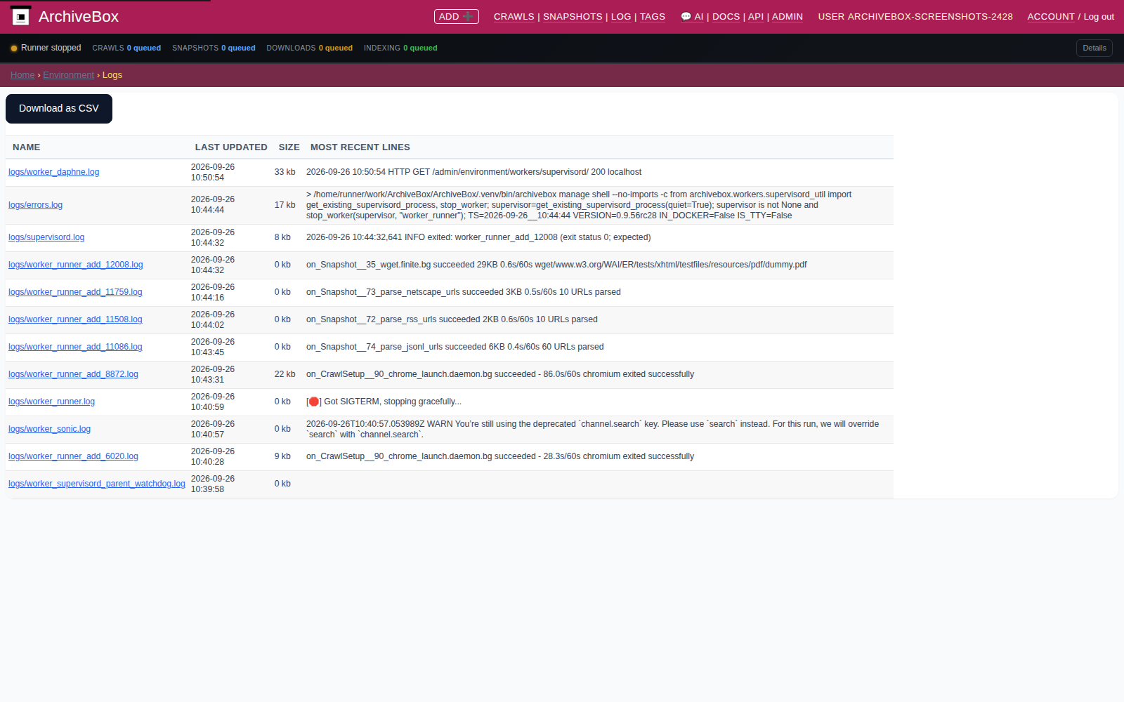 Logs — desktop