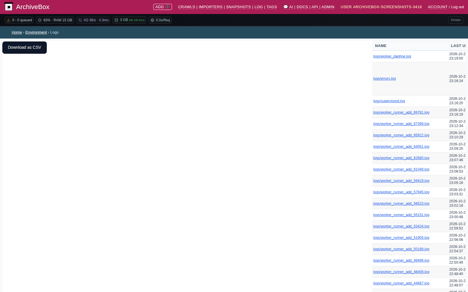 Logs — desktop