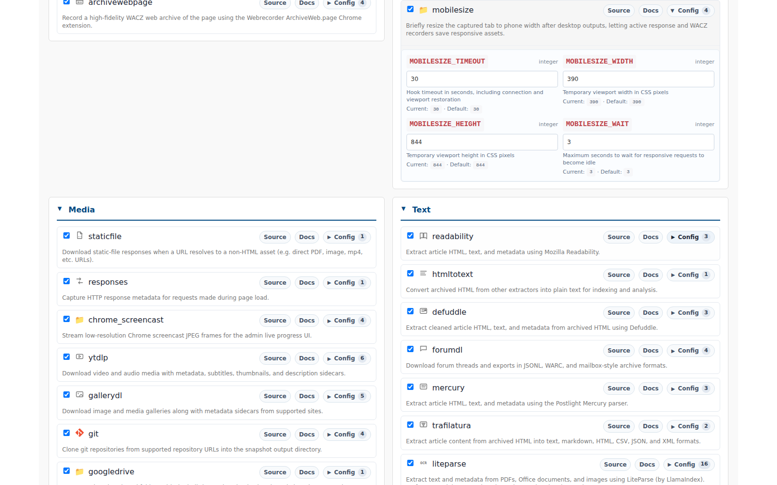 Mobile Size configuration — desktop