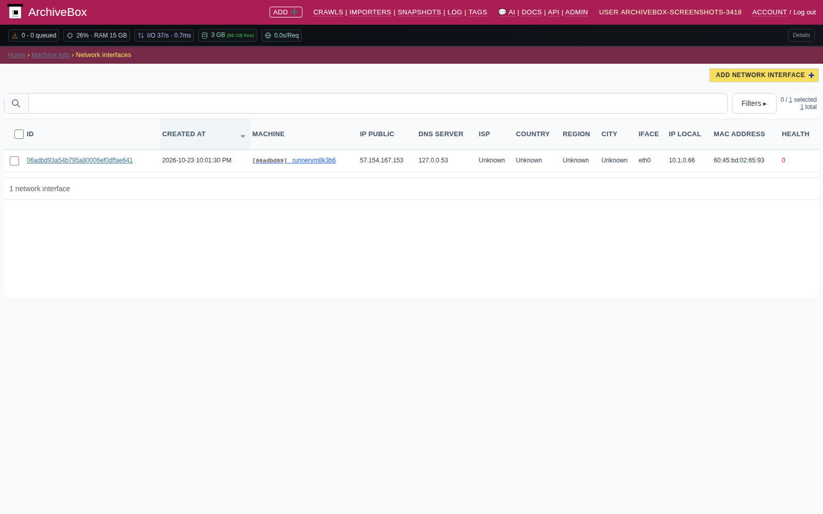 Network interfaces — desktop