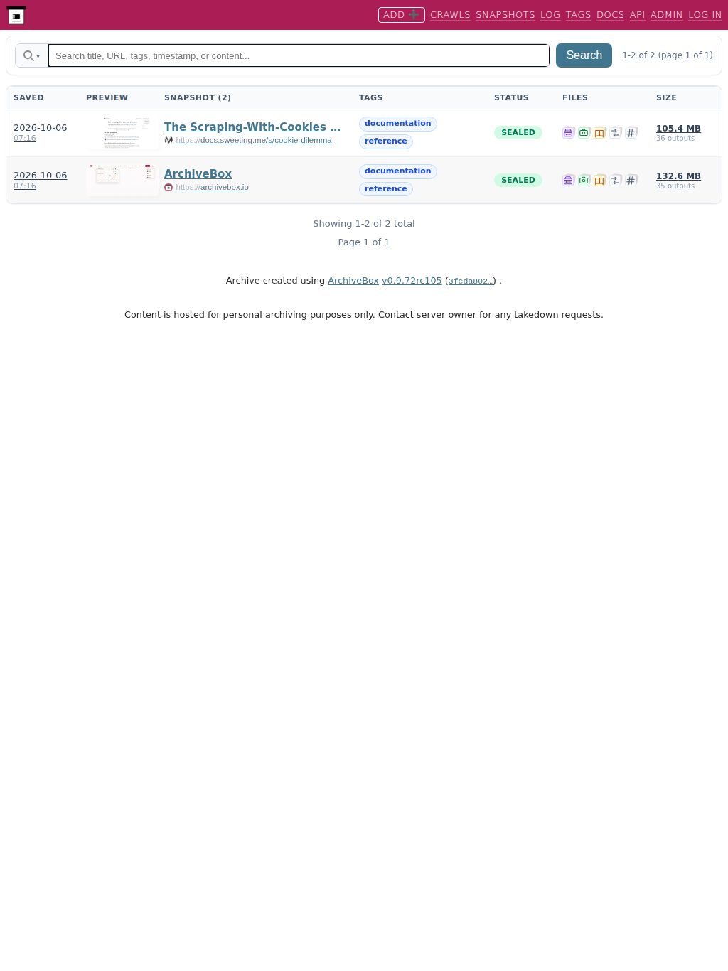 Public snapshot list — tablet