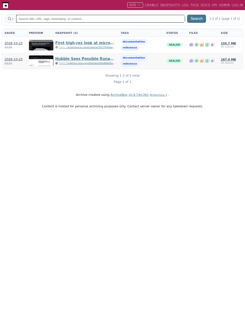 Public snapshot list — tablet