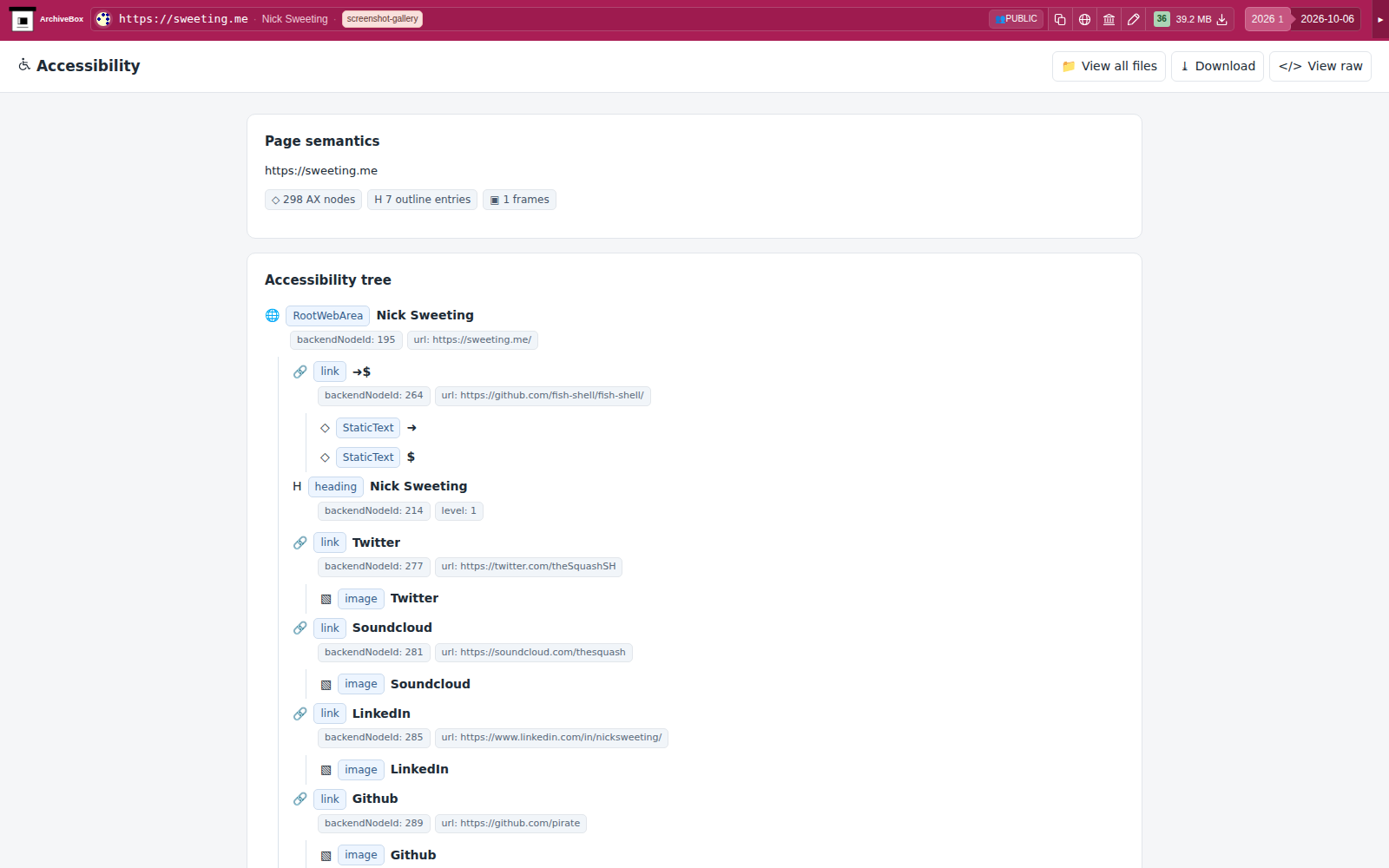 Snapshot View (accessibility) — desktop