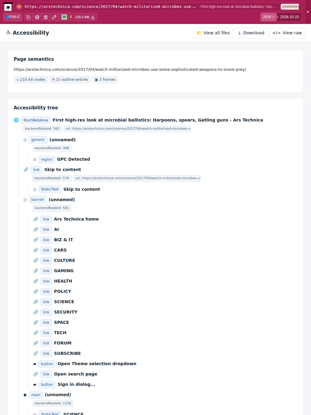 Snapshot View (accessibility) — tablet
