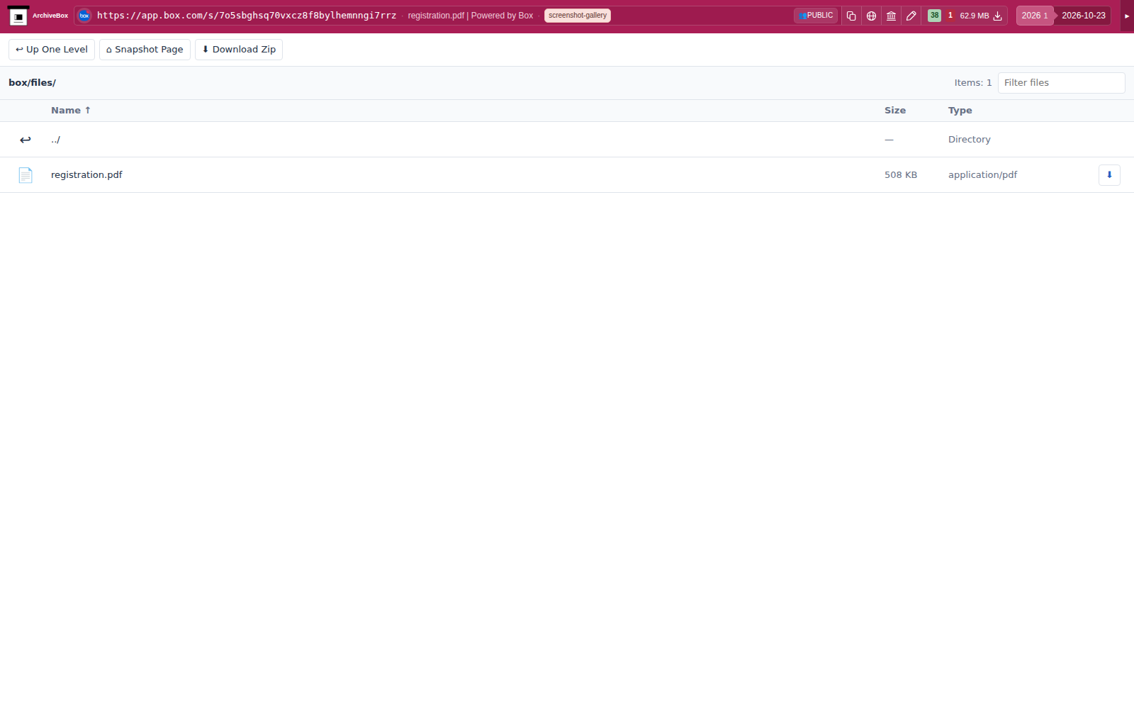 Snapshot View (box) — desktop