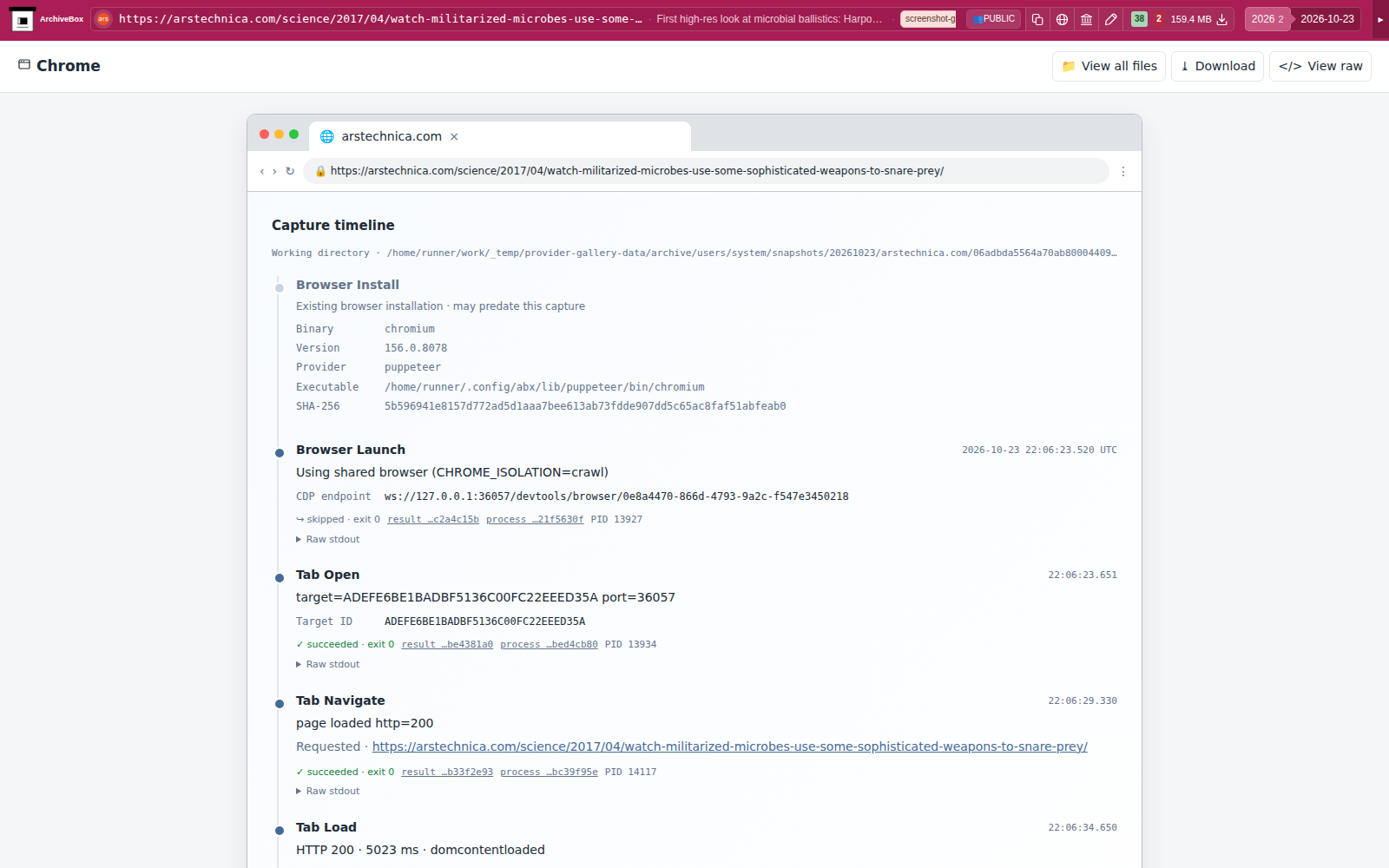 Snapshot View (chrome) — desktop