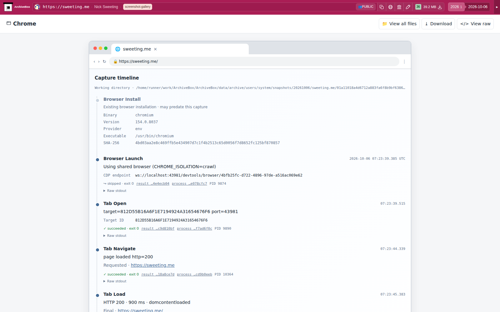 Snapshot View (chrome) — desktop