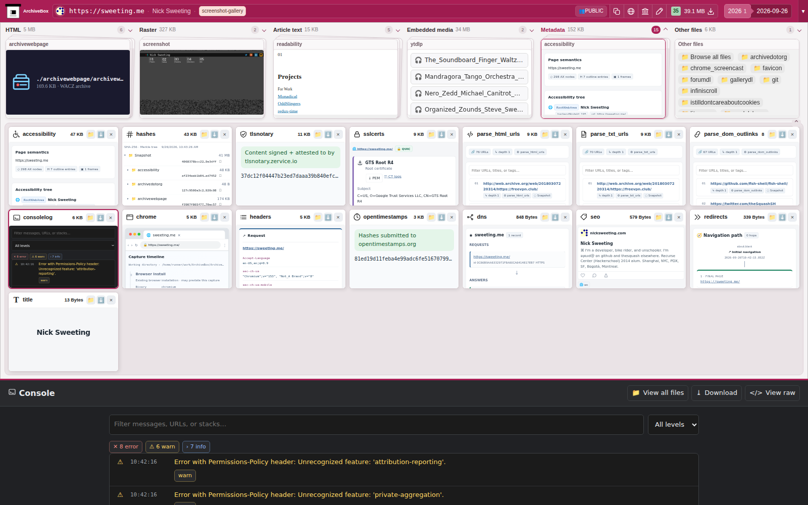 Snapshot View (consolelog) — desktop