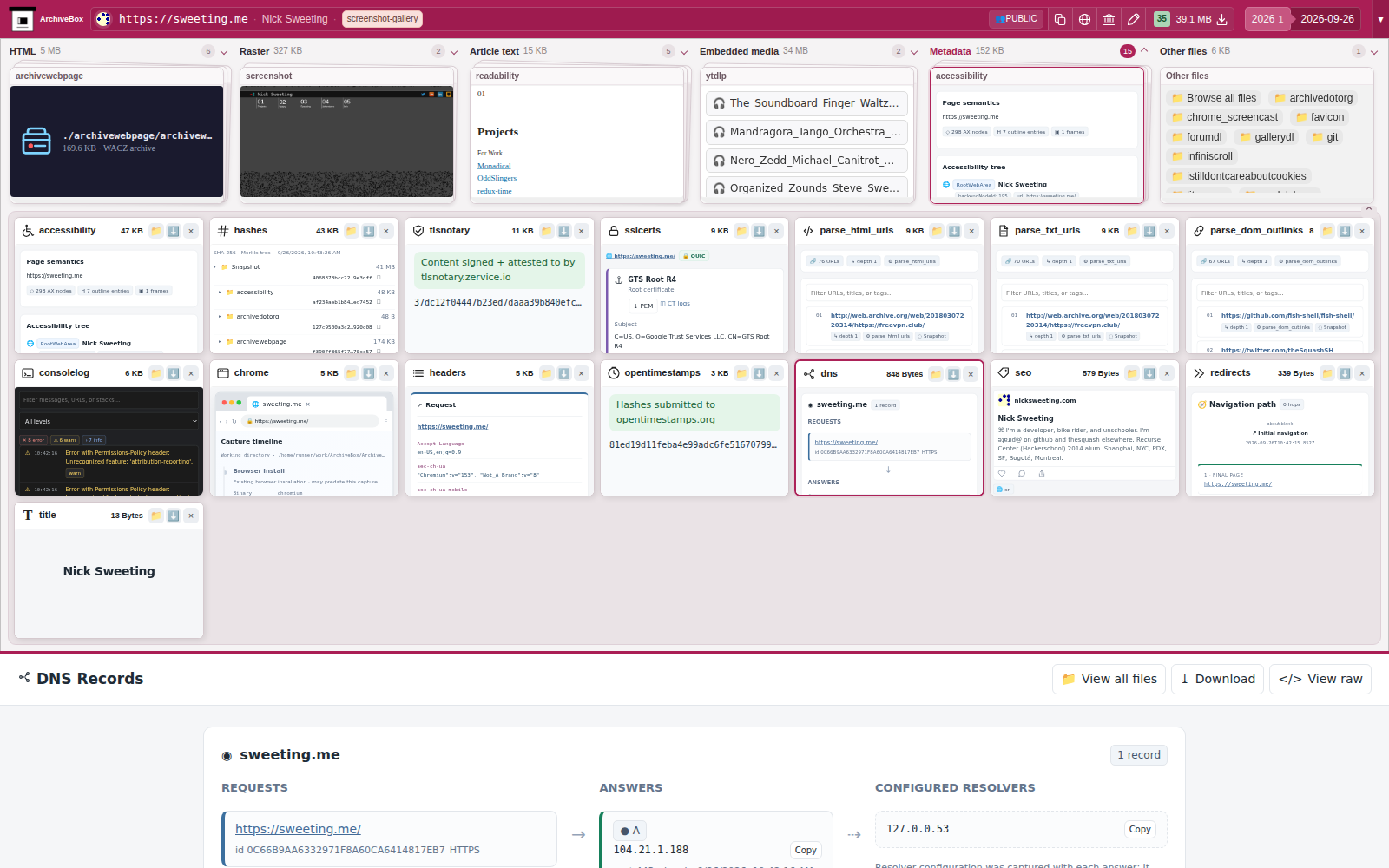 Snapshot View (dns) — desktop