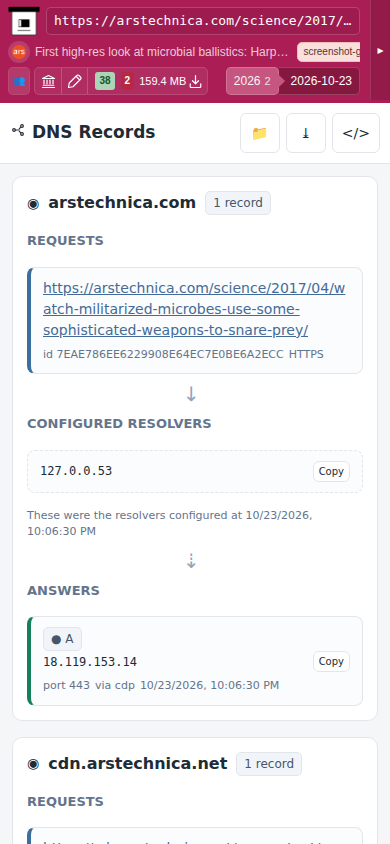 Snapshot View (dns) — mobile