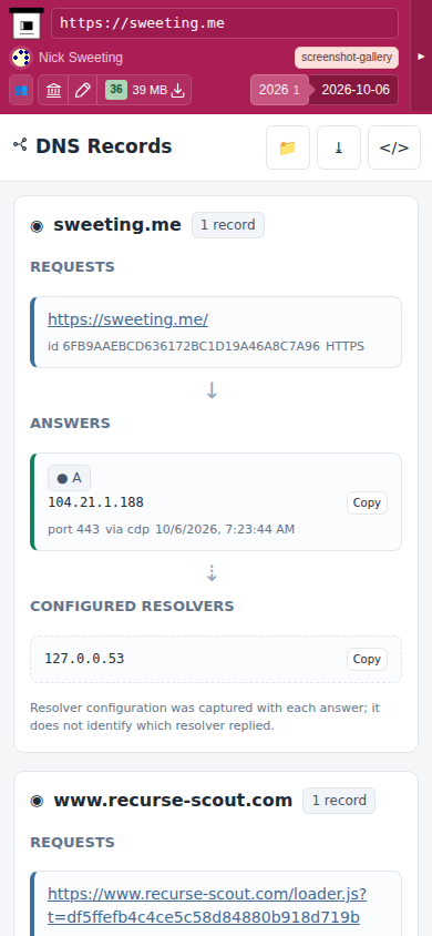 Snapshot View (dns) — mobile