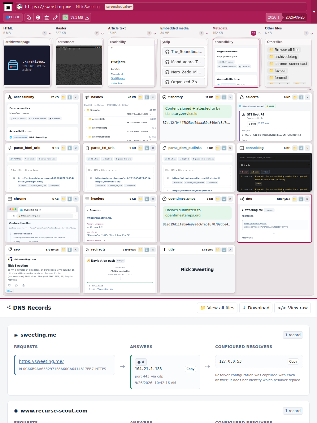 Snapshot View (dns) — tablet