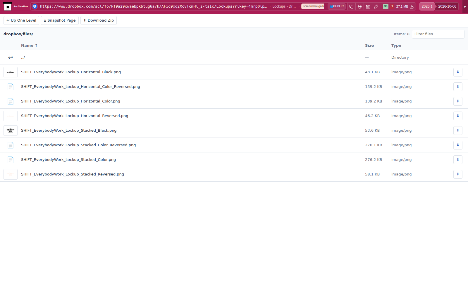 Snapshot View (dropbox) — desktop