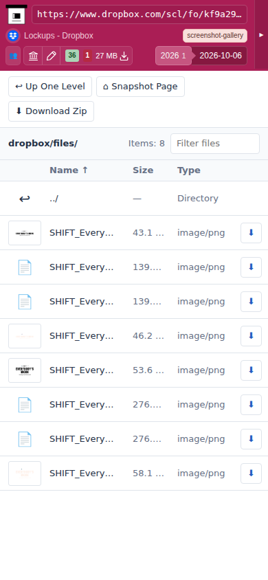 Snapshot View (dropbox) — mobile