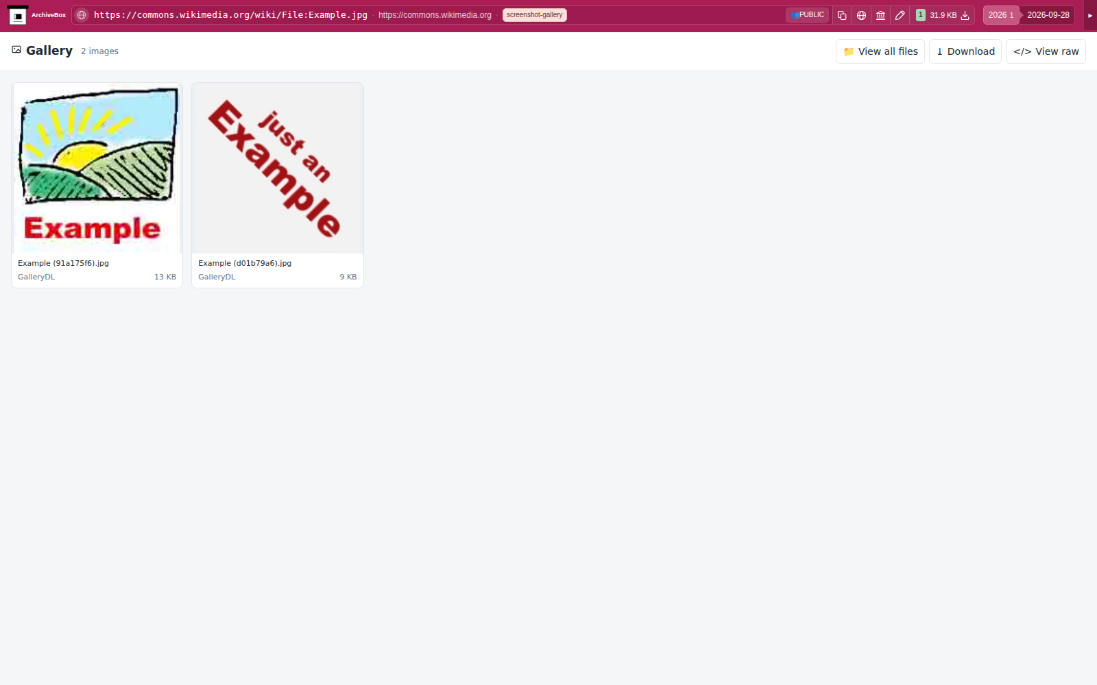 Snapshot View (gallerydl) — desktop