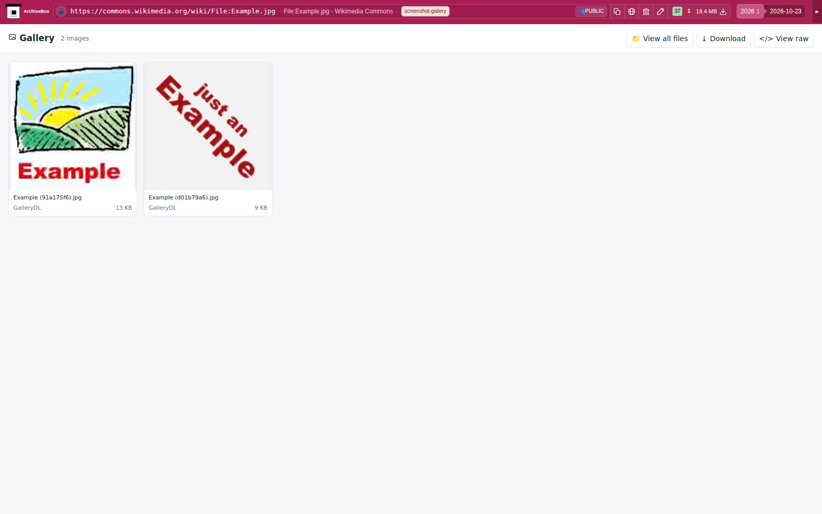 Snapshot View (gallerydl) — desktop