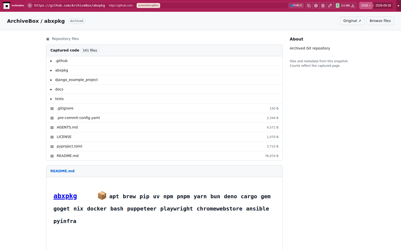 Snapshot View (git) — desktop