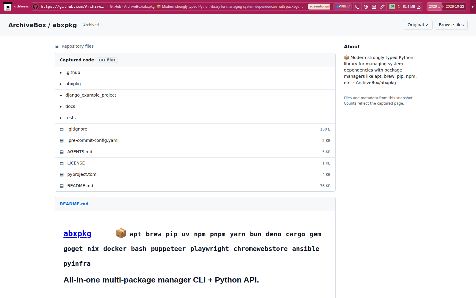 Snapshot View (git) — desktop