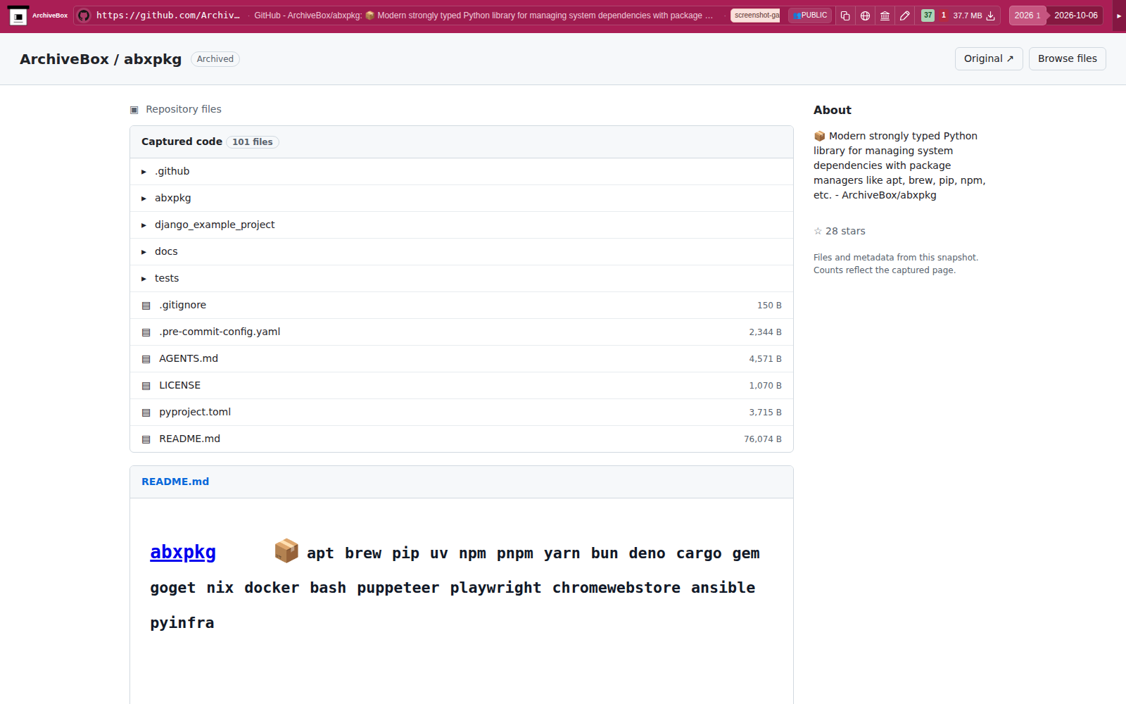 Snapshot View (git) — desktop