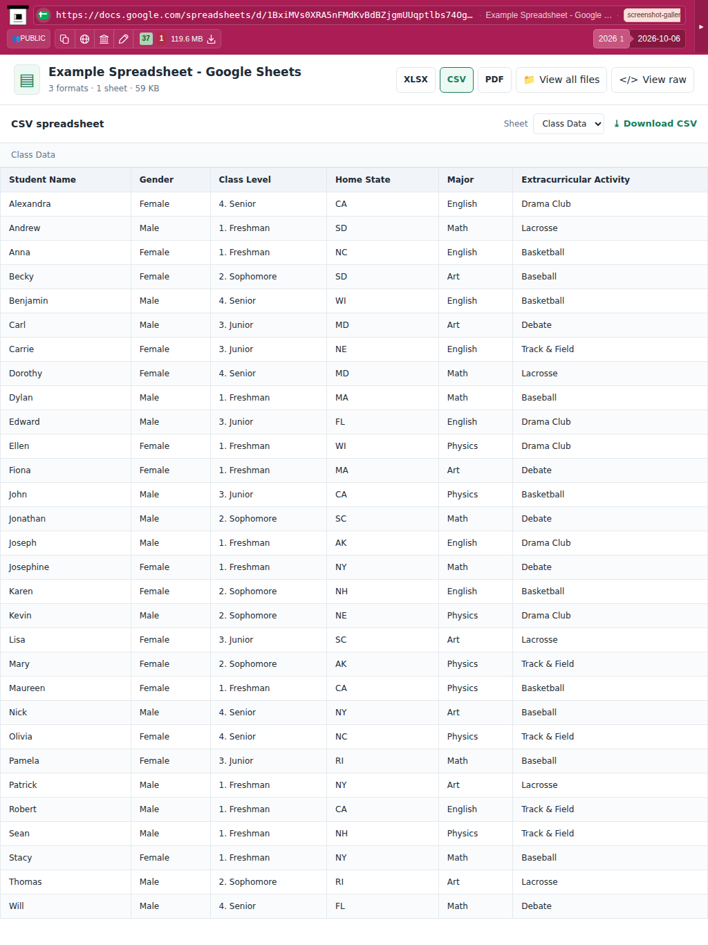 Snapshot View (googledocs) — tablet