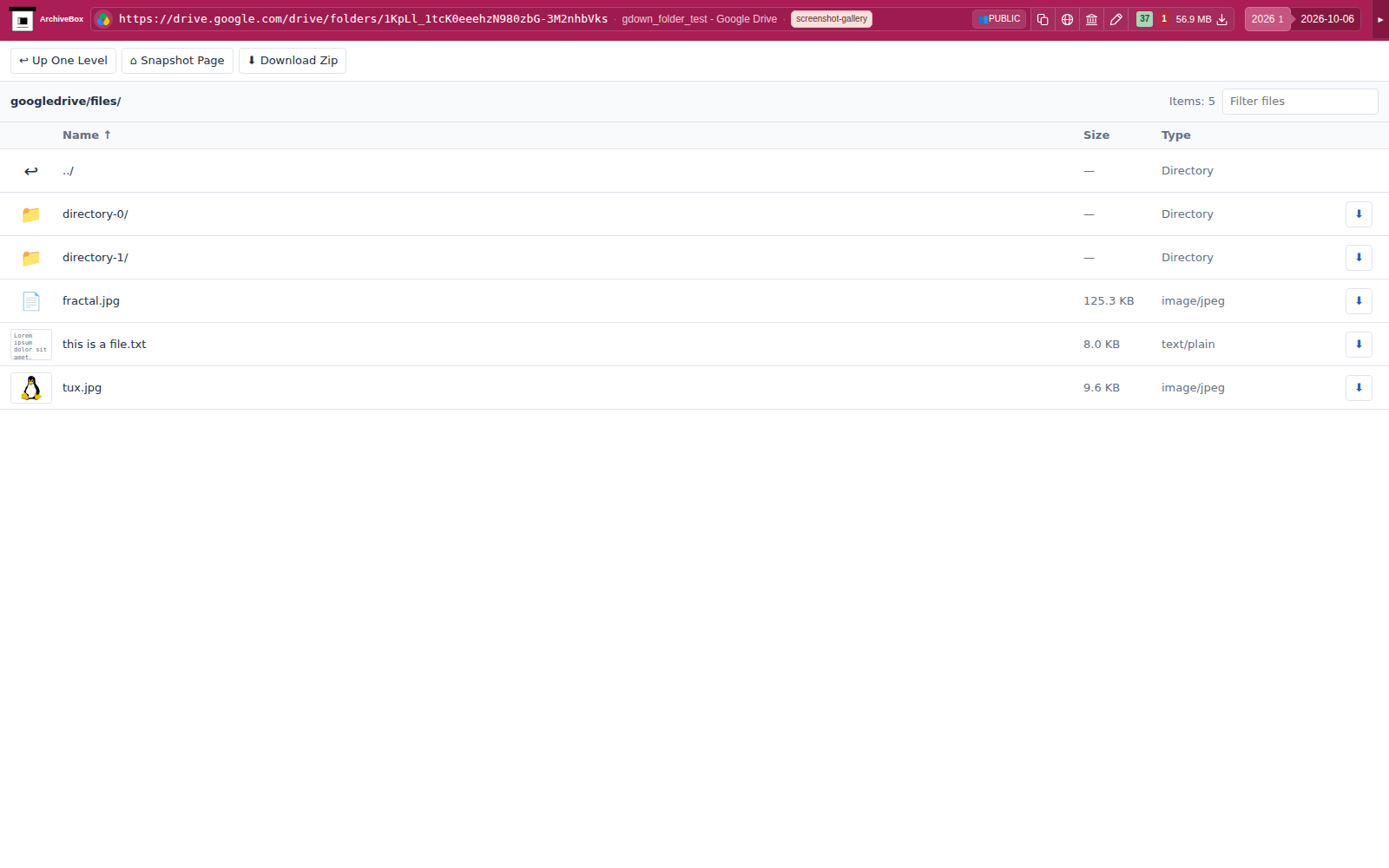 Snapshot View (googledrive) — desktop