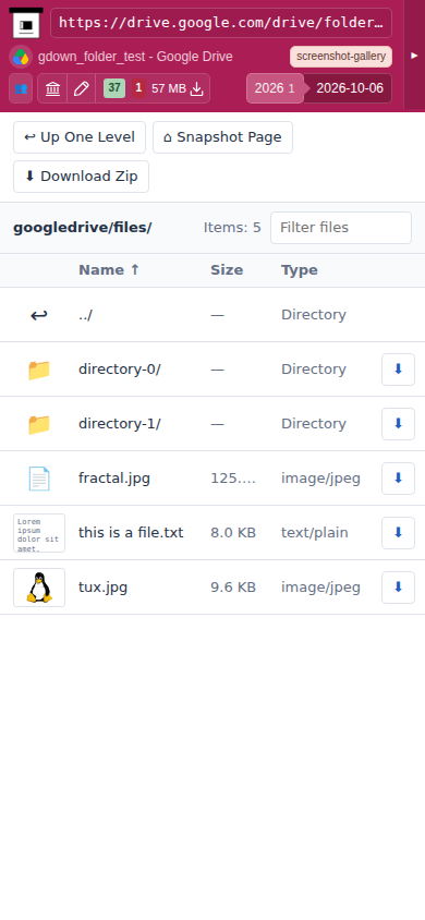 Snapshot View (googledrive) — mobile