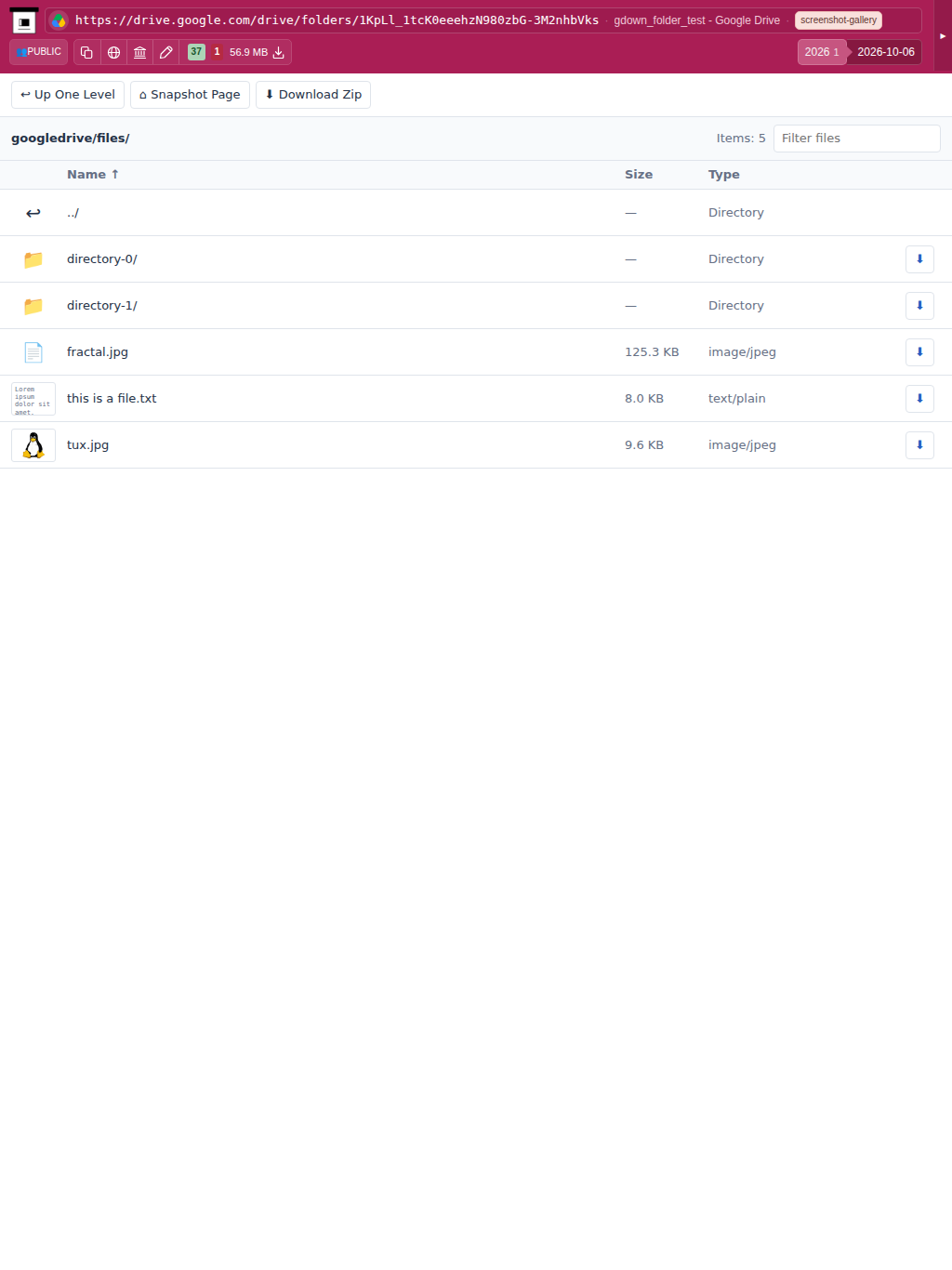 Snapshot View (googledrive) — tablet