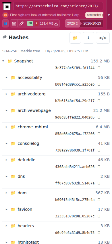 Snapshot View (hashes) — mobile
