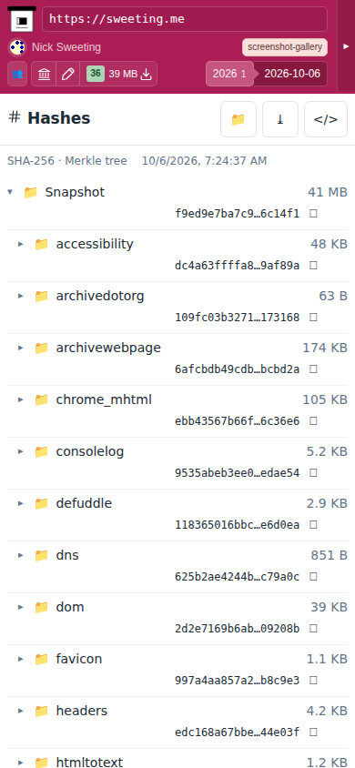 Snapshot View (hashes) — mobile