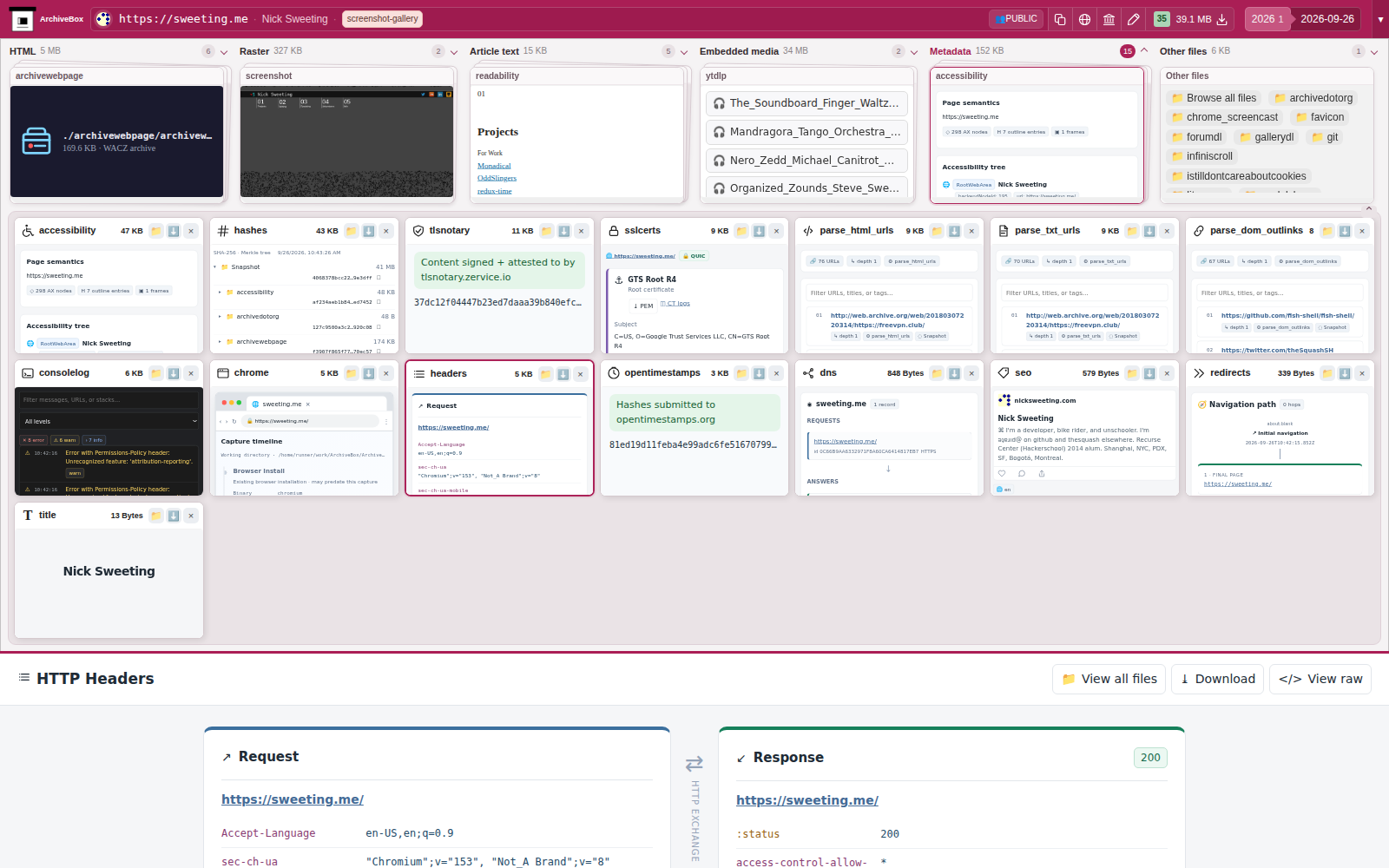 Snapshot View (headers) — desktop